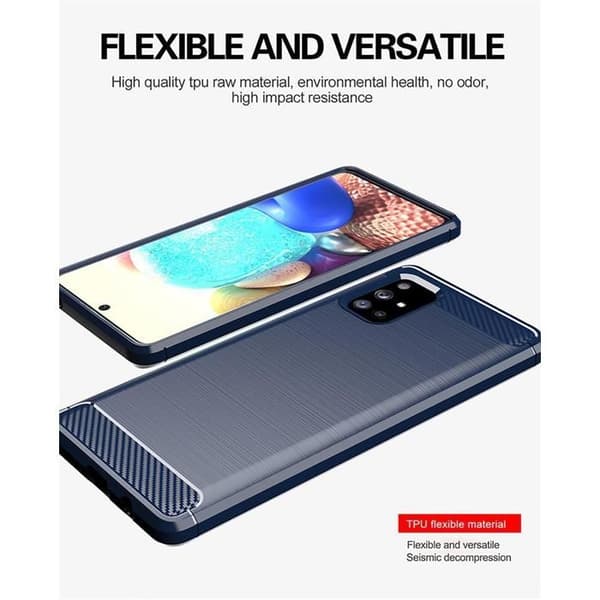 Skyddsfodral för Samsung Galaxy A71 4G BORSTAD BLÅ Kolfiberdesign Blå