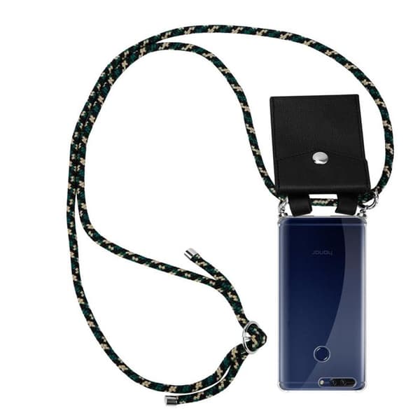 Fodral för Honor 8 PRO med camouflagemönster och justerbar rem brun