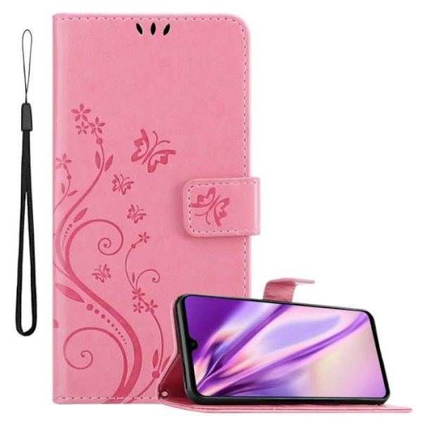 Fodral till Huawei MATE 20 - CADORABO - Blommönster - Imiterat läder - Stativfunktion - 3 kortplatser Rosa