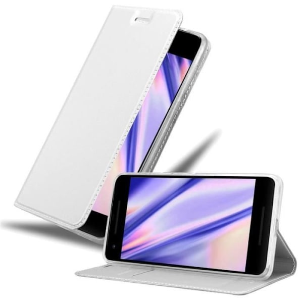 Cadorabo Fodral för Google Pixel 2 XL i KLASSIG SILVER - Skyddsfodral med magnetlås, horisontellt stativ och spår