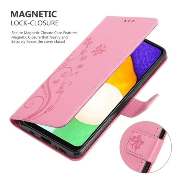 Etui för telefon - CADORABO - Samsung Galaxy A13 5G - Syntetläder - Rosa Blommor - Ställfunktion ROSENFLORTLAR