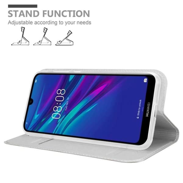 Fodral med lock för Huawei Y6 2019 Plånbok i KLASSISK SILVER Stötsäker Grå