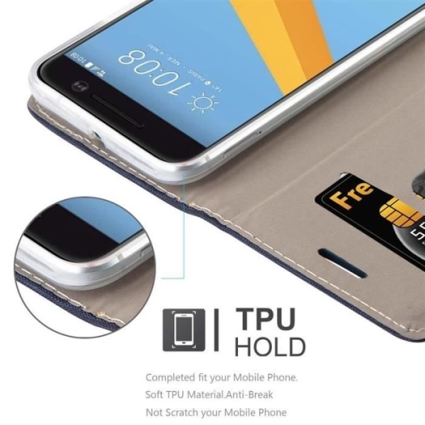 HTC 10 Fodral - CADORABO - Brun - Imiterat läder - Tygdesign - Stativfunktion kastanj