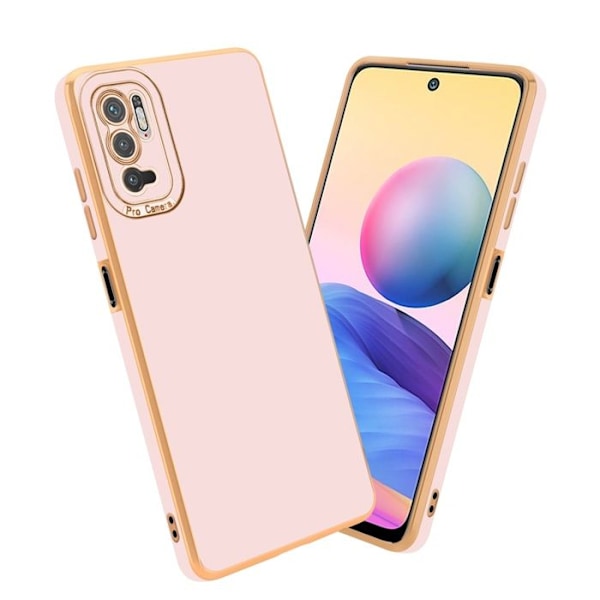 Skyddsfodral för Xiaomi RedMi NOTE 10 5G / POCO M3 PRO 5G Hölje i Glansigt Rosa - Guldrosa Etui Fodral Silikon TPU och skydd för Rosa