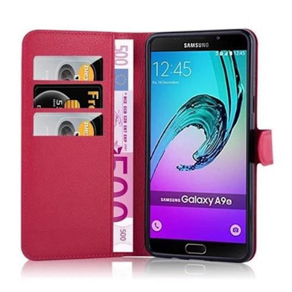 Cadorabo Fodral Samsung Galaxy A9 2015 RÖD Fodral Fodral Fullt skydd Magnetisk Stöder Stand Card Slot