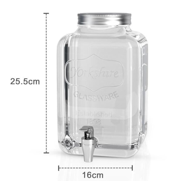 Intirilife 4 liters dryckesautomat i glas med kranvattendispenser, juicedispenser, lemonaddispenser