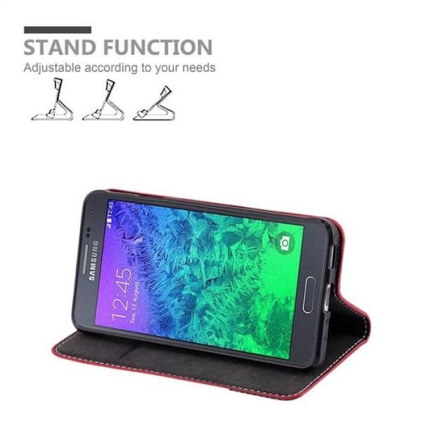 Plånboksfodral - CADORABO - Galaxy ALPHA - Läderimitation - Röd - Magnetisk stängning Röd