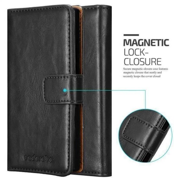 Fodral till Huawei G7 PLUS/G8/GX8 - CADORABO - Svart - Magnetisk - Mjuk - Stativfunktion Svart