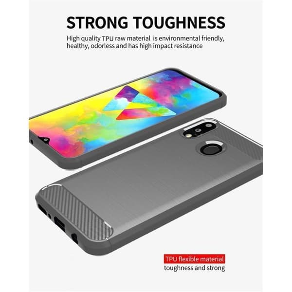 Skyddsfodral för Samsung Galaxy A20 / A30 / M10s BORSTAD GRÅ Kolfiberdesign Grå