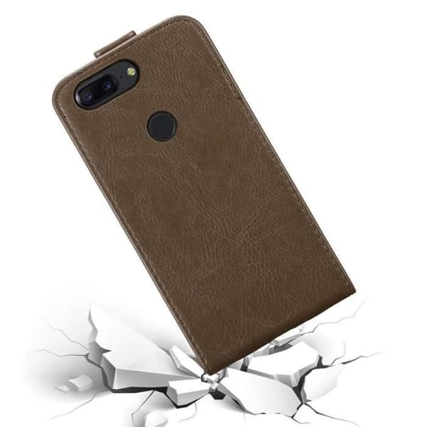 Etui för OnePlus 5T Flip Case i MÖRK BRUN Skydd KAFFEBRUNT