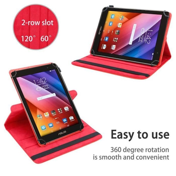 Skyddet för Asus ZenPad C (7,0 tum) Etui i RÖD Fodral Case Cover Skydd 360 grader konstläder Plånbok Wallet Röd