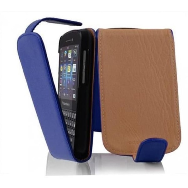 Cadorabo Blackberry Q10 DESIGN FLIP Style Fodral Fodral Faux Läder Struktur HEMLIG BLÅ