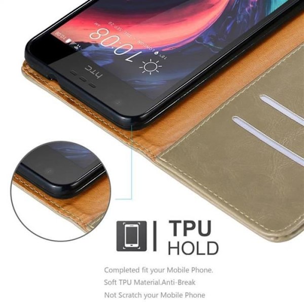 HTC Desire 10 Lifestyle / Desire 825 fodral - CADORABO - Brun - Imiterat läder - Stativfunktion - Magnetisk kastanj