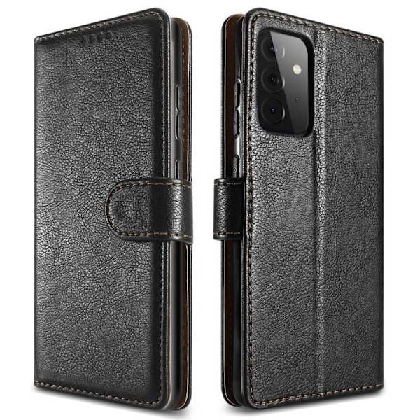 Fodral - CADORABO - Samsung Galaxy A72 5G - Svart konstläder - Magnetisk stängning - Förvaringsfunktion SVART