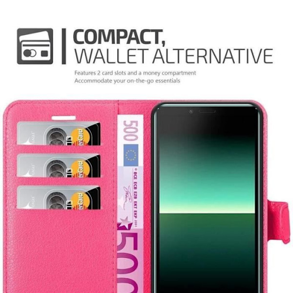Coque - CADORABO - Sony Xperia 10 II - Simili läder - Stöd funktion - 3 kortfickor Rosa