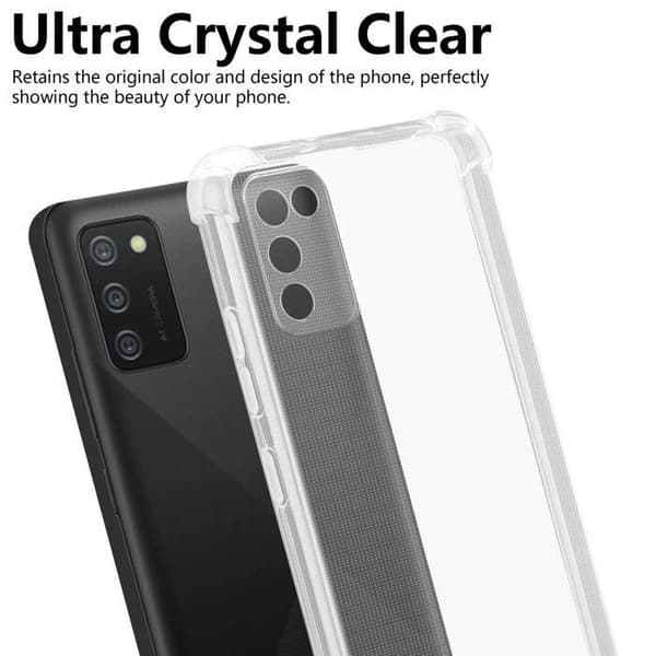 Transparent stötsäker silikonfodral för Samsung Galaxy A02s Vit