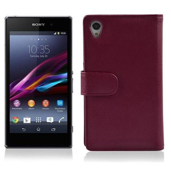 Coque för Sony Xperia Z1 Etui i ORKIDÉER VIOLETTAR Hållare Skydd i strukturerad konstläder fack Lila