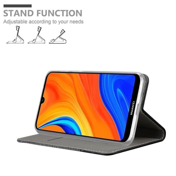 Coque för Huawei Y6S - CADORABO - Fodral i konstläder - Grå Svart - Magnetisk stängning - Ställfunktion MÖRKGRÅ