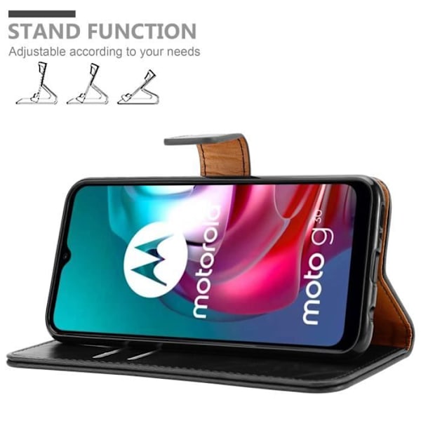 Coque för Motorola MOTO G10/G30 - CADORABO - Svart av Jais - Syntetläder - Ställfunktion - Komplett Skydd KOLSVART