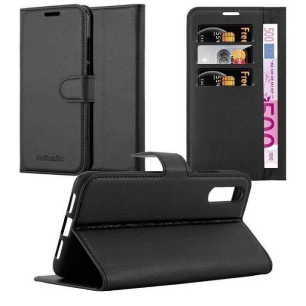Fodral till Huawei P20 - CADORABO - Imiterat läder - Svart - Stativfunktion - Kortfack Svart
