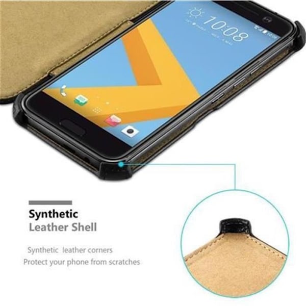 Etui för HTC ONE M10 - CADORABO - Syntetiskt läder - Fullständigt skydd - Fällbart design - Stöd för hörn Piano svart