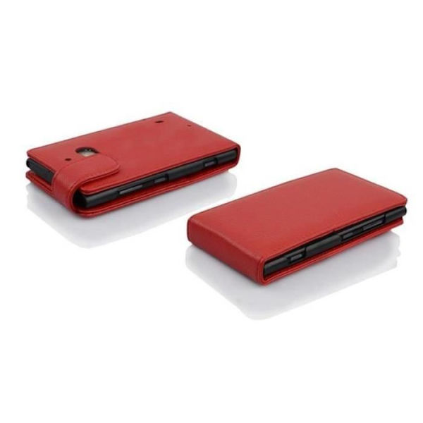 Cadorabo Nokia Lumia 930 DESIGN FLIP-stil Fodral Skal i konstläder Struktur KÖRSBÄRSRÖD
