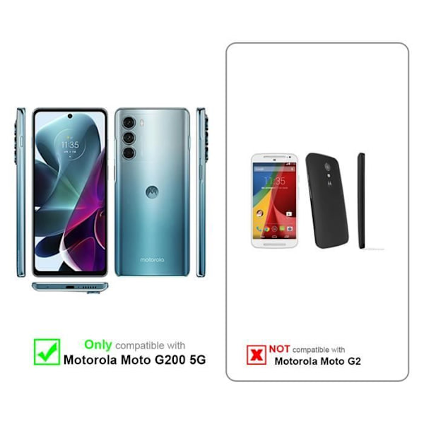 Coque för Motorola MOTO G200 5G - CADORABO - Blommigt Etui - Konstläder - Ställfunktion - Fullständigt skydd BLOMMA BLÅ