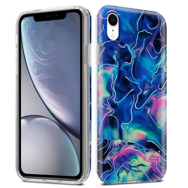 iPhone XR-fodral i Blå Rosa Marmor Nr. 17 Skyddsetui Blå