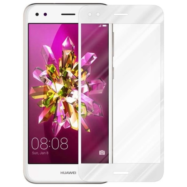 Cadorabo härdat glas Huawei ENJOY 7 Helfilmsskärmsskydd Glasskärmskydd TRANSPARENT med VIT