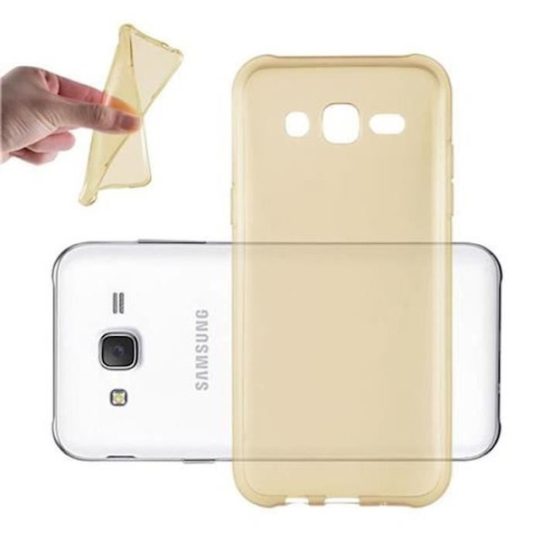 Samsung Galaxy J5 2015 Fodral (5) TRANSPARENT GULD Cadorabo DESIGN AIR TPU Silikonskydd Fodral Skydd Ultra Slim Bumper
