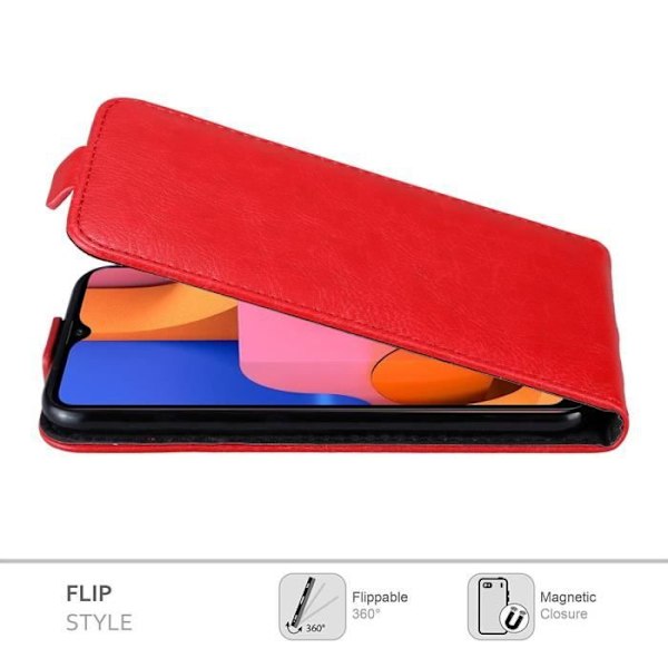 Coque - CADORABO - Samsung Galaxy A20s - Flip-etui Magnetisk - Röd Syntetläder - Fullständigt skydd Äppelrött