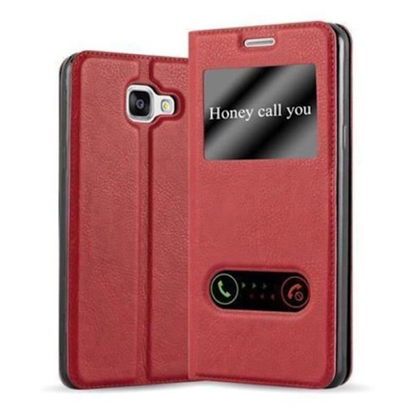 Cadorabo Fodral Samsung Galaxy A5 2016 (6) SAFRAN VIEW RED Fodral Magnetiskt skydd Stöder stativ och fönster