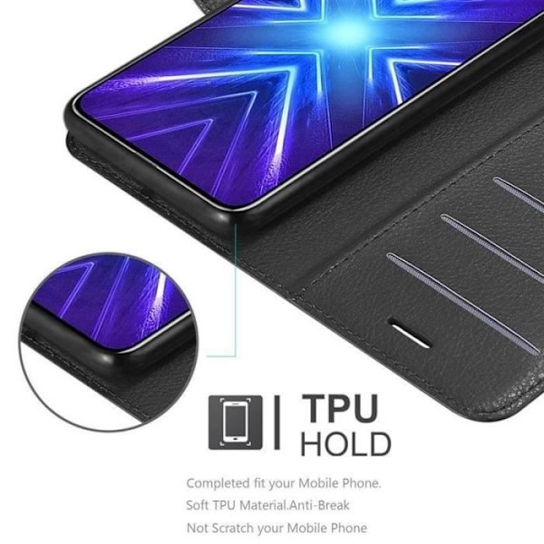 Coque - CADORABO - Honor 9X - Syntetskt läder svart - Horisontellt stöd - 3 kortfack Svart