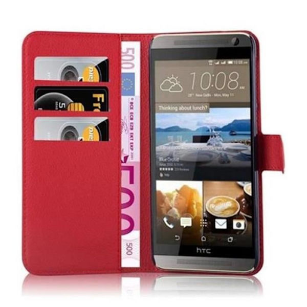 HTC ONE E9 Fodral i CHERRY RED från Cadorabo Helt skyddsfodral med Flip Flip och praktiskt horisontellt stativ i