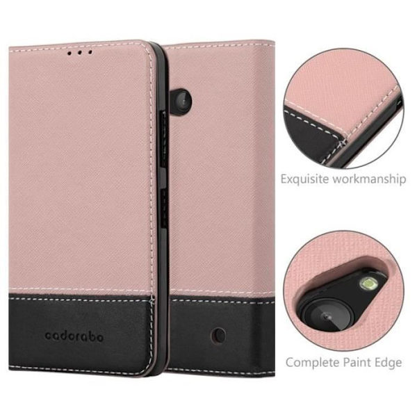 Nokia Lumia 640 Fodral i SVART ROSA från Cadorabo (Design COMBI LEATHERETTE-SIMILIDAIM) Fullt skyddsfodral med Flip Flip