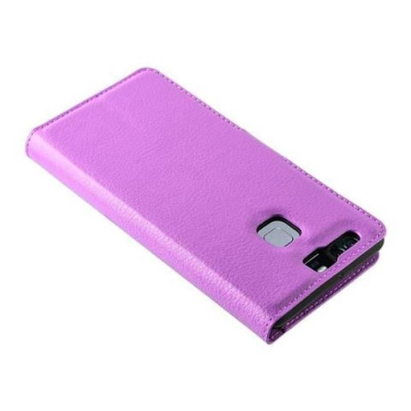 Cadorabo Fodral Huawei P9 PURPLE ORCHID Fodral Fodral Helt skydd Skydd Magnetlås stöder kortplats för stativ