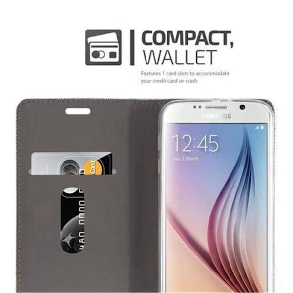 Samsung Galaxy S6 Fodral i LJUSGRÅBRUNT från Cadorabo (TYG-LÄDERDESIGN) Helt skyddsfodral med Flip Flip