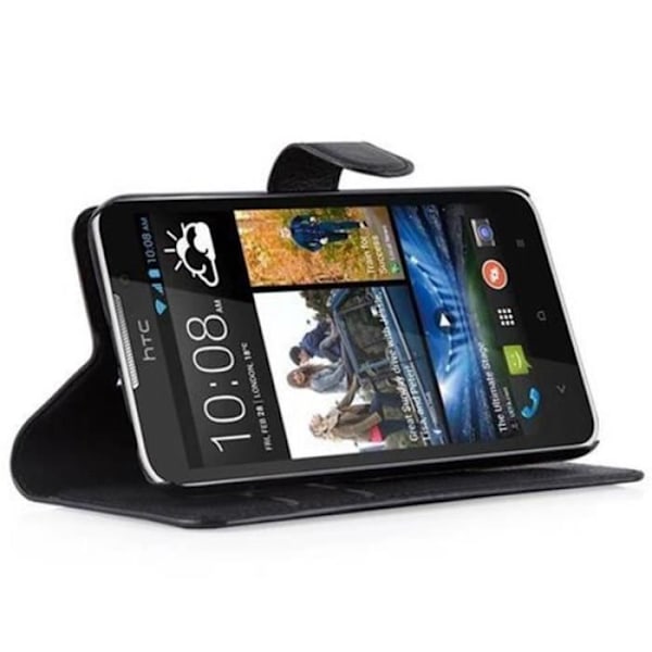 Coque - Cadorabo - Desire 516 - Svart Onyx - Syntetläder - Lock med Kläppen KOLSVART