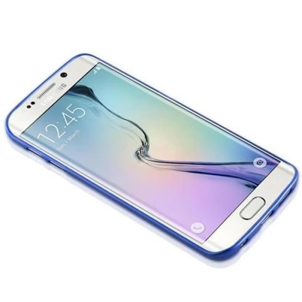 Samsung Galaxy S6 EDGE Fodral - CADORABO - Borstad metalldesign - Silikonskydd - Blå Blå