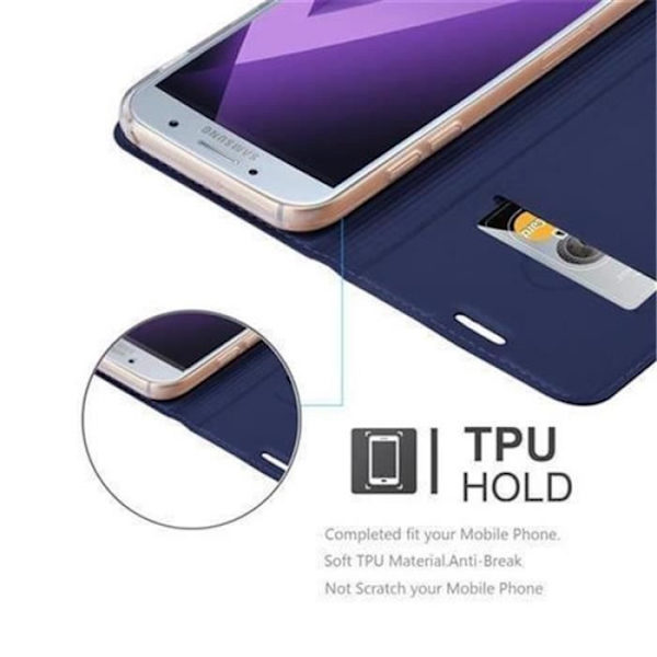 Samsung Galaxy A5 2017 (7) Fodral i KLASSIG MÖRKBLÅT från Cadorabo (METALLIC MATT Design) Fullt skyddsfodral med Flip Flip Mörkblå