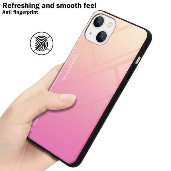 iPhone 14 Fodral i GUL - ROSA Stötsäker Bicolor Design Svart
