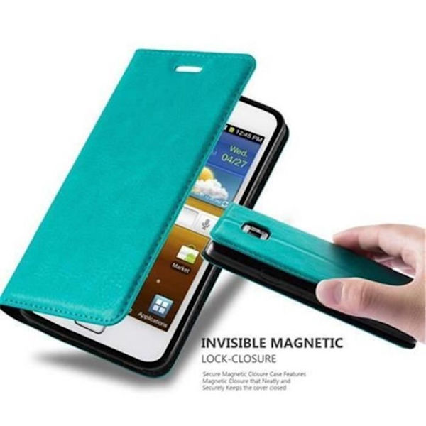 Cadorabo Fodral Samsung Galaxy S2 /S2 PLUS TURKOS Osynlig magnetisk STÄNGNING Fodral Fodral stöder kortplats för stativ Turkos