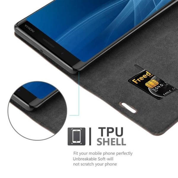 Nokia 9-fodral i COFFEE BROWN från Cadorabo (INVISIBLE MAGNETIC CLASP Design) Fullt skyddsfodral med flip-skydd och