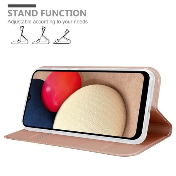 Flipfodral för Samsung Galaxy A02s Etui i CLASSY GULD ROSÉ Plånbok Stötsäker Ros