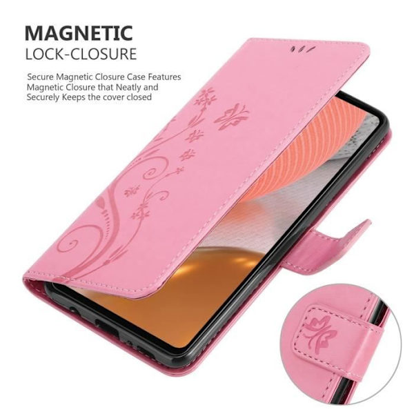 Etui för Samsung Galaxy A72 - CADORABO - ROSA FLEUR - Syntetiskt läder - Ställfunktion - Kortfickor ROSENFLORTLAR