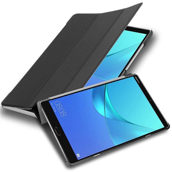 Etui för Huawei MediaPad M5 8 (8.4 tum) Fodral i SATIN SVART Tablet Case Täcker Skydd Auto Vakna Portfölj Wallet Svart