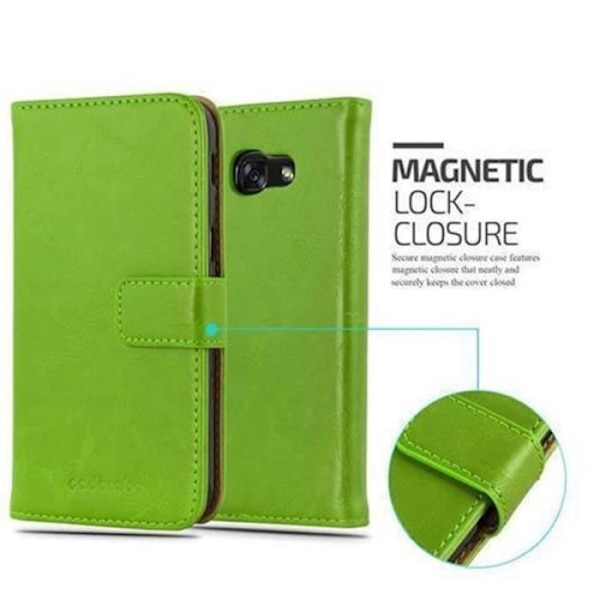 Samsung Galaxy A3 2017 (7) Fodral i MOUNTAIN GREEN by Cadorabo (LYXdesign) Helt skyddsfodral med flip flap och stativ