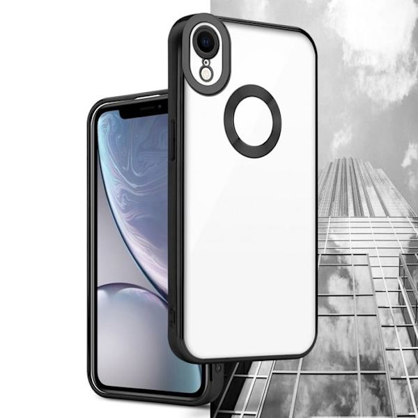 Fodral till Apple iPhone XR Fodral i Transparent - Svart Flexibelt TPU silikonfodral Fodral Skydd Krom Vit
