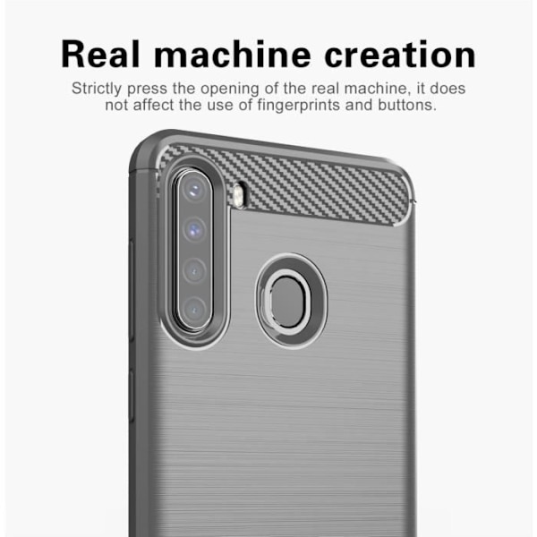 Etui för Samsung Galaxy A21 - CADORABO - BORSTAD GRÅ - Silikon TPU - Lätt skydd - Kolfiberdesign BORSTAD GRÅ