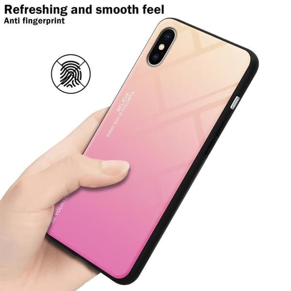 iPhone XS MAX-fodral i GUL - ROSA Stötsäker Bicolor design Svart
